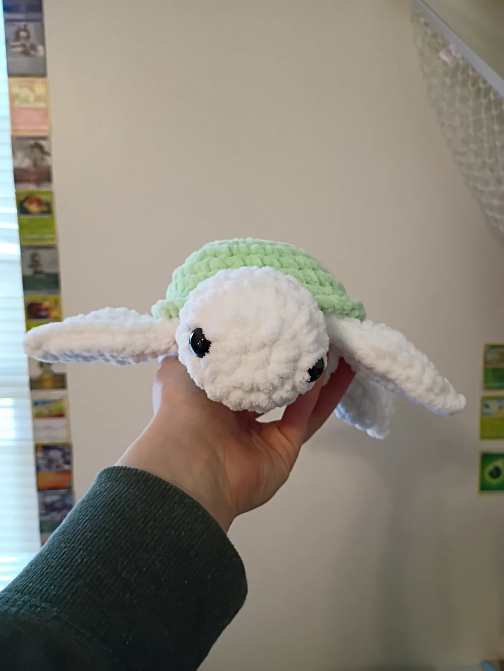 Plush Turtle Small Pet Toy - White and Light Green